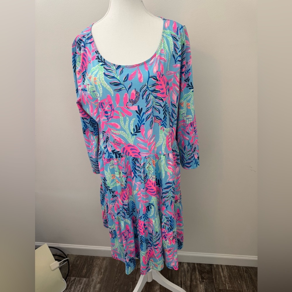 Lily Pulitzer Tropical Leaf Print Long Sleeve Dress